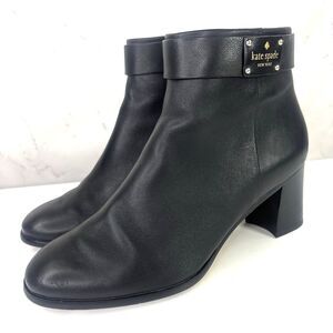 Kate Spade New York Platform Black Leather Ankle Boots 6 B 36 Block Heel chic